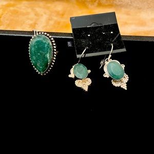 SS Emerald earring/ring set